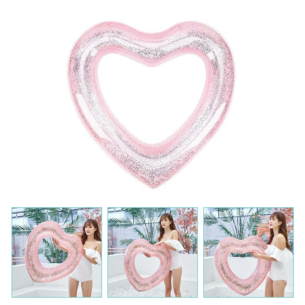 

Sequin Swim Ring Kids Pool Heart Float Tube Beach Inflatable Swimming Stroller Heart-shaped Bachelorette Glitter Pvc Baby