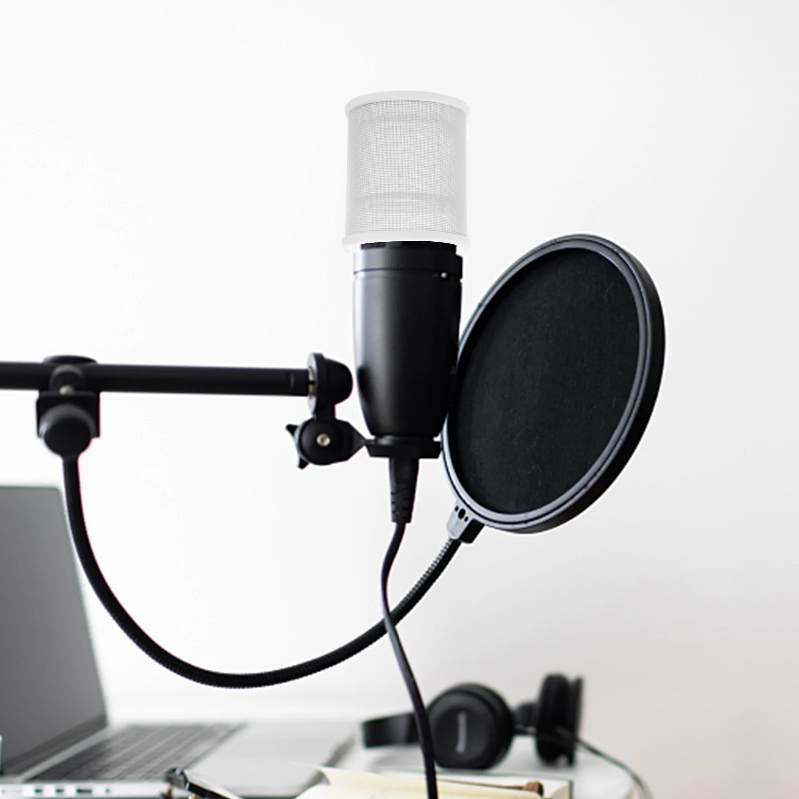 

U-образный металлический поп-фильтр для ручного микрофона, ветрозащитный чехол для записи, прямых трансляций и речи, обеспечивающий чистый звук