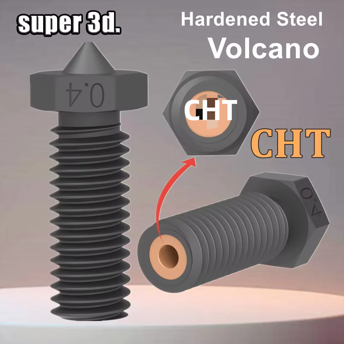 CHT Volcano Hardened Steel Nozzle 3D Printer High Flow CHT Clone 500° Nozzles Volcano for Ender 3 Artillery Vyper Hotend Parts