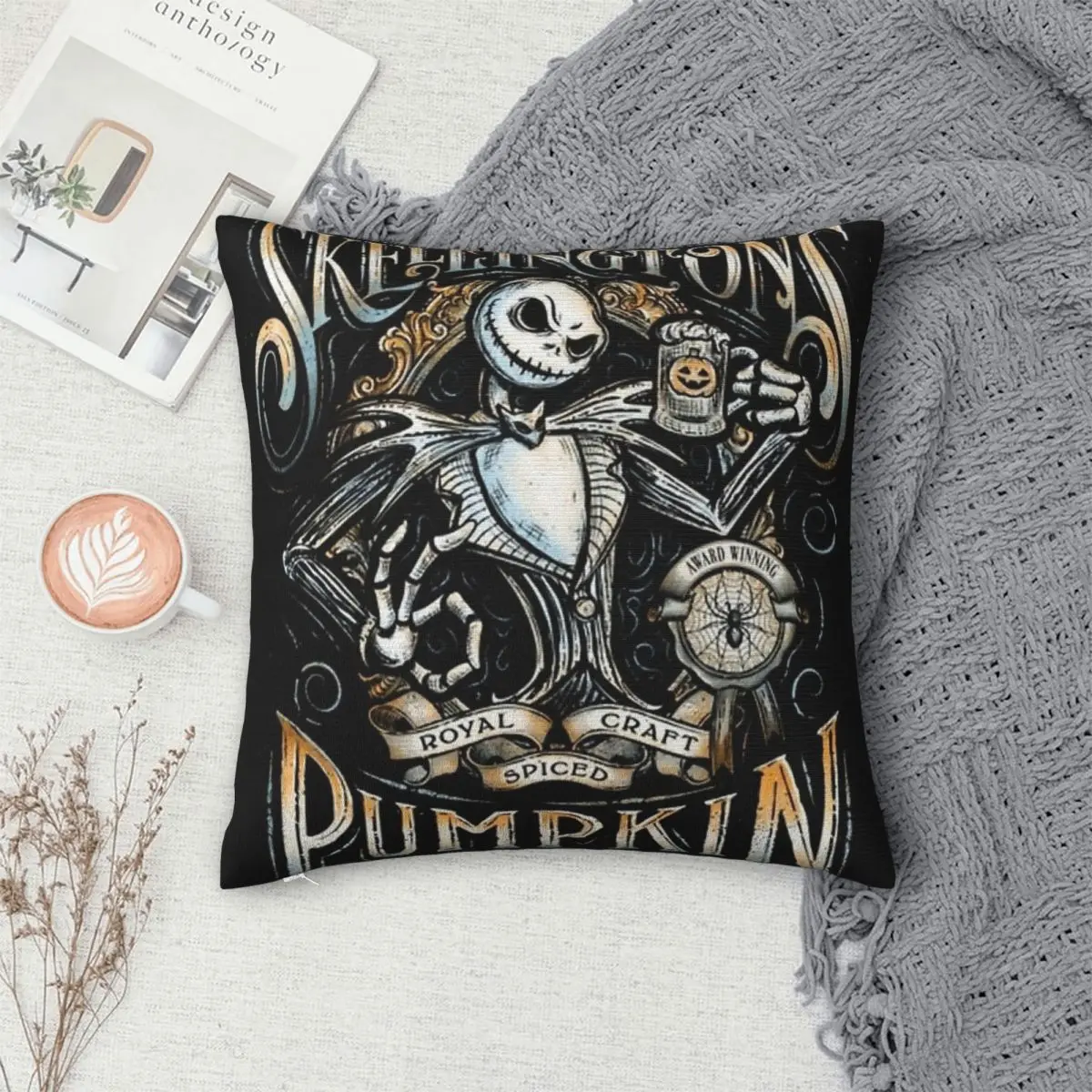 اليقطين Ale هالوين جاك Skellington كابوس قبل عيد الميلاد وسادة تغطي غطاء وسادة أريكة مضحك رمي كيس وسادة 45*45 #4