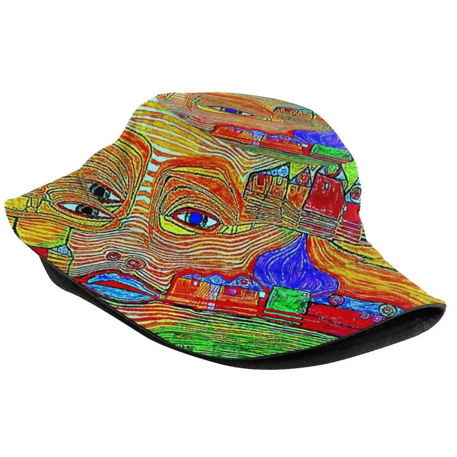 Irinaland Over The Balkans Neon Print Bucket Hats Sun Cap Weesdagaia Dontknowna Multikingcong Nightraida Van Coolo Hundred