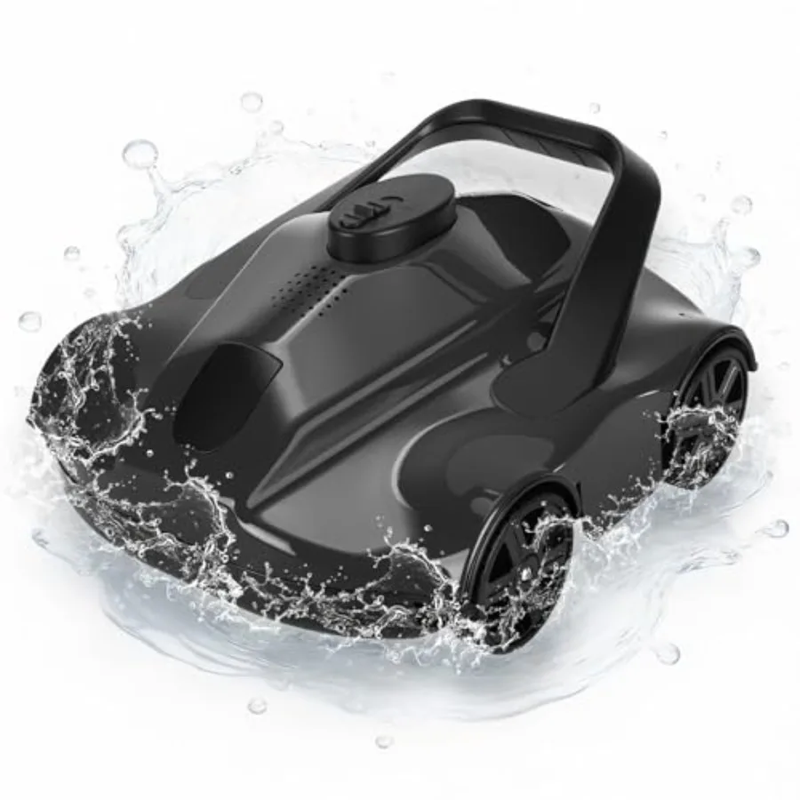 

Wireless Robotic Pool Cleaner for flat above ground pools up to 860 sq ft, black ABS plastic, 130 min runtime, self-parking, po