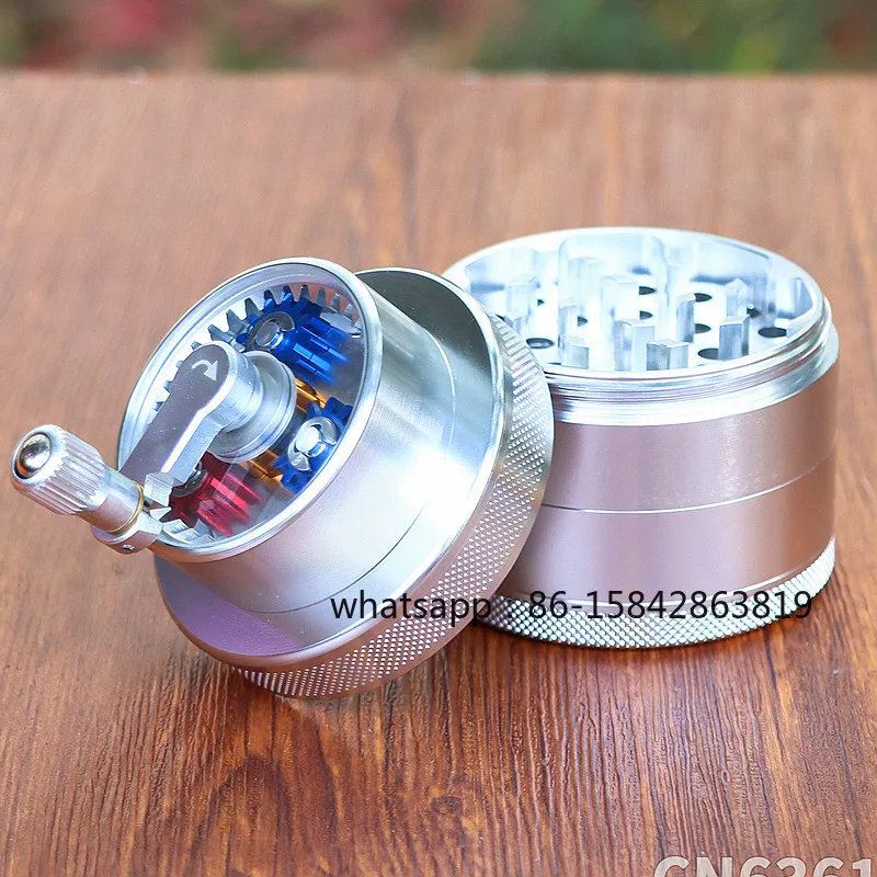 

63Mm Four-layer Hand-crank Smoke Grinder Sunroof Metal Shredded Pipe Grass Grinder