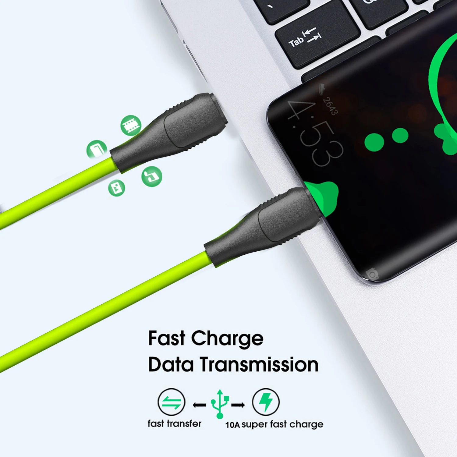 120W USB C 2Ports Charger Kit Green Wall Plug EU/US/UK Adapter Fast Charging Dual USB Type C Data CablesFor iPhone iPad - náhled 4
