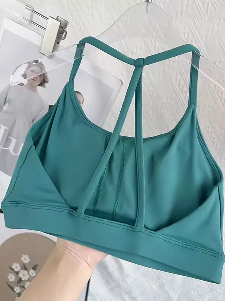 Women's Fitness Sports Bra, Sexy Back Workout Top - Shockproof Quick-Drying Crop Top for Pilates, Yoga, Running, Gym