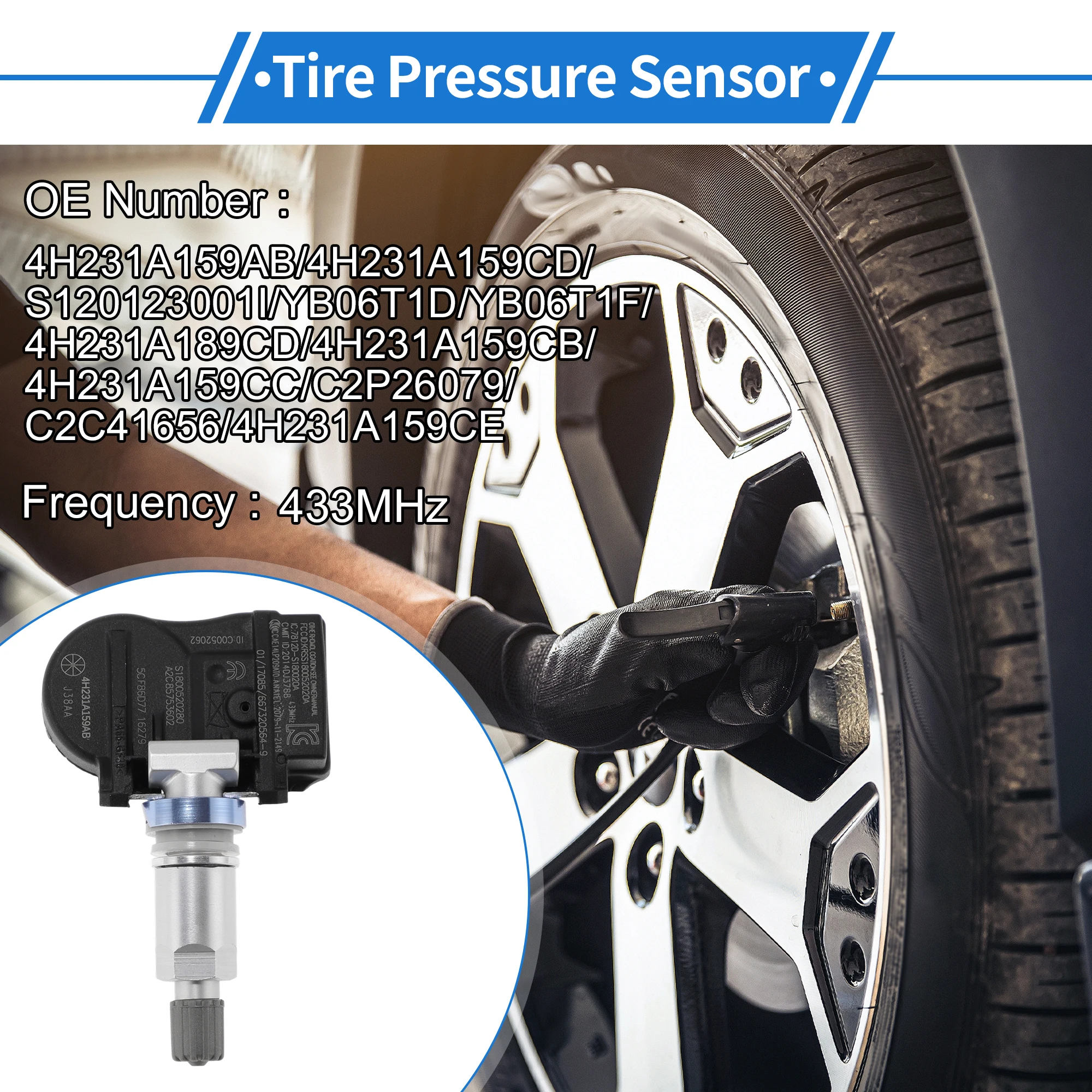 UXCELL Tire Pressure Sensor TPMS Sensor 433MHz No.4H231A159AB/4H231A159CD for Jaguar S-Type Base R 2007-2008