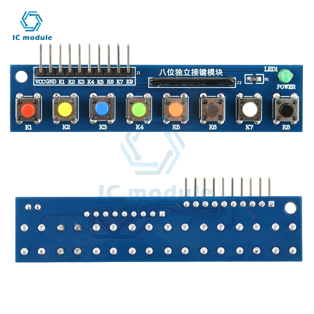 8 Independent Key Button Touch Button Module with LED Indicator Keyboard Module Keypad Module for Arduino/ARM for Raspberry Pi