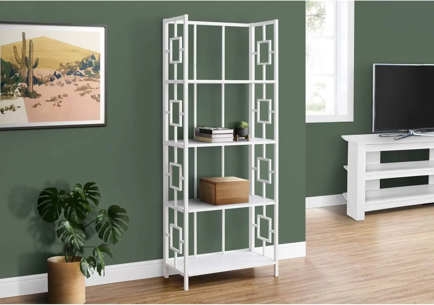 I 3613 Bookshelf, Bookcase, Etagere, Corner, 4 Tier, 62