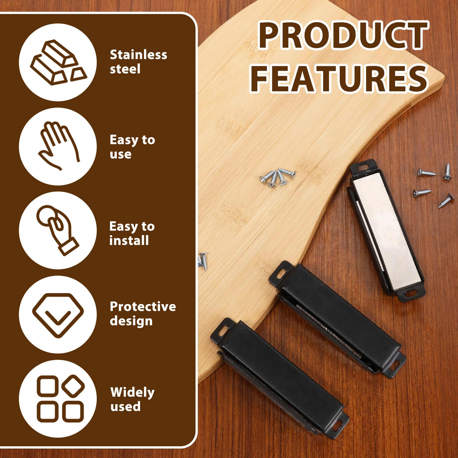 8 Uds. Cierre de puerta magnético, imanes magnéticos fuertes de acero inoxidable con succión de 150lb para cierre, pestillos de gabinete resistentes