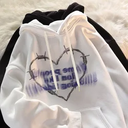 Autumn Hoodie Women's Casual Hooded Sweatshirt Creative Hoodie Matching Streetwear Heart Pattern Letter High Quality Hoodie