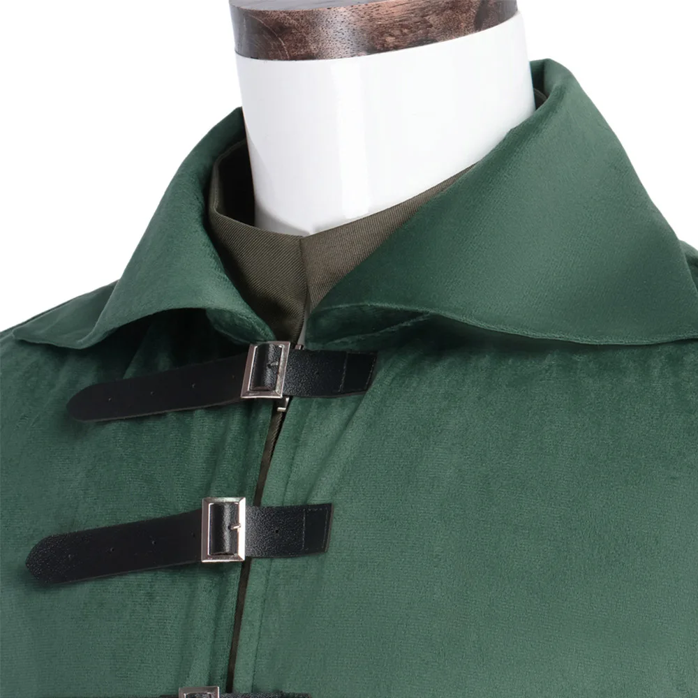 エルフ戦士コスプレグリーン衣装スーツ中世ルネッサンス男性男性変装ドレスベスト衣装ハロウィンカーニバルパーティー