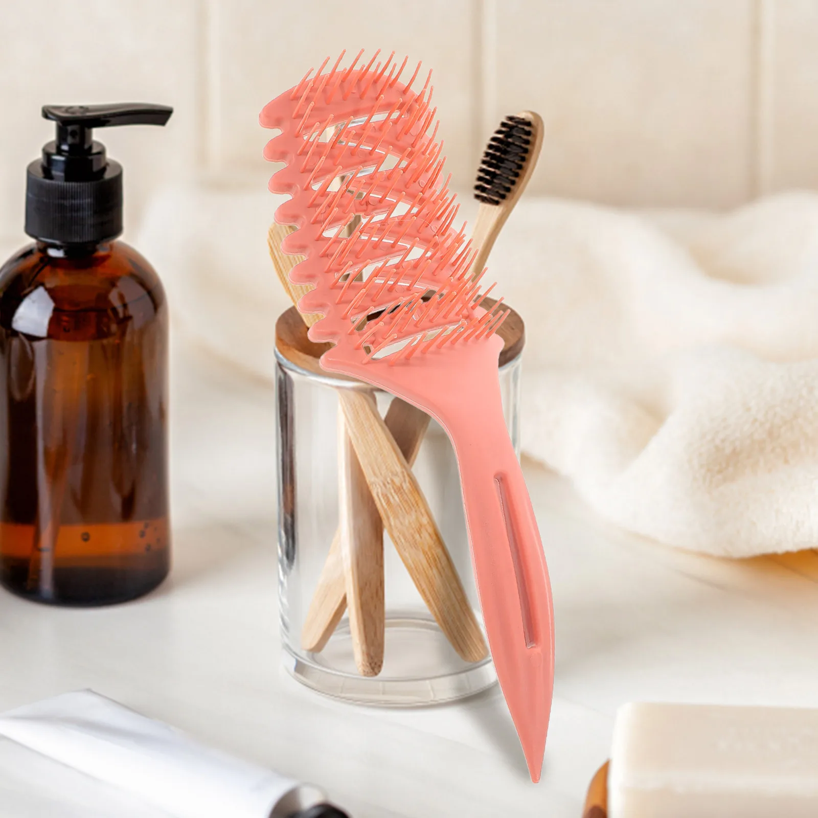 

2pcs Styling Comb Curly Hair Multifunctional Squeezer Precision Tail Scalp Brush Fine Wide Tooth Detangling Thick Long Hair Tool
