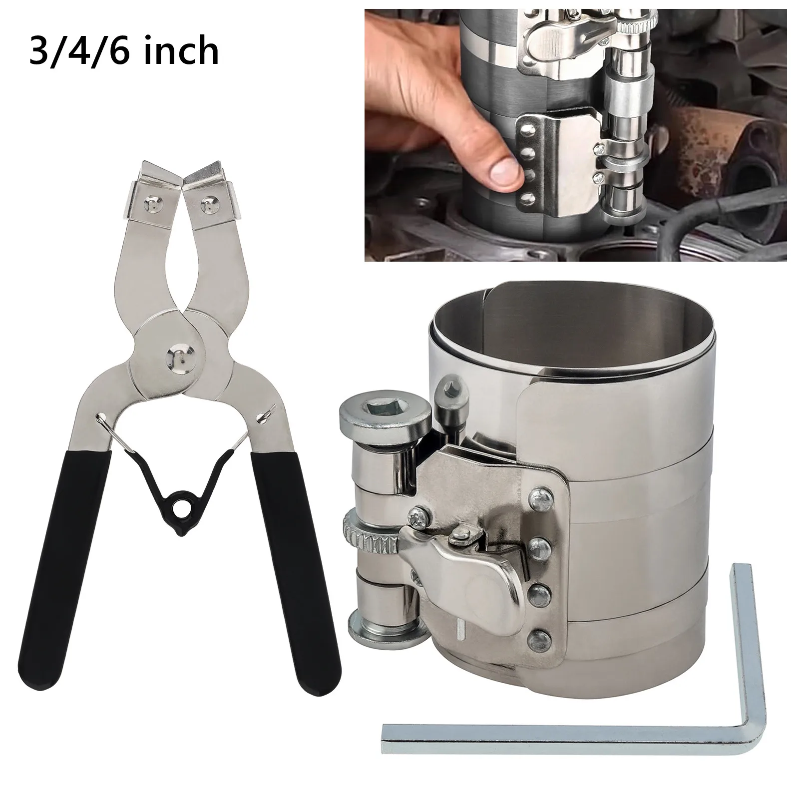 3/4/6 بوصة قابل للتعديل المكبس الدائري ضاغط أداة محرك السيارة صيانة السيارة المشبك المتوسع ذو طيات مجموعة أدوات إزالة الصواميل