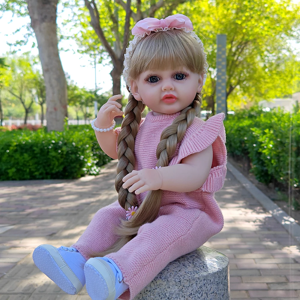22Inch 55cm Finished Reborn Girl Dolls Full Soft Vinyl Simulation Doll Children Dress up Toy Birthday Christmas Gift