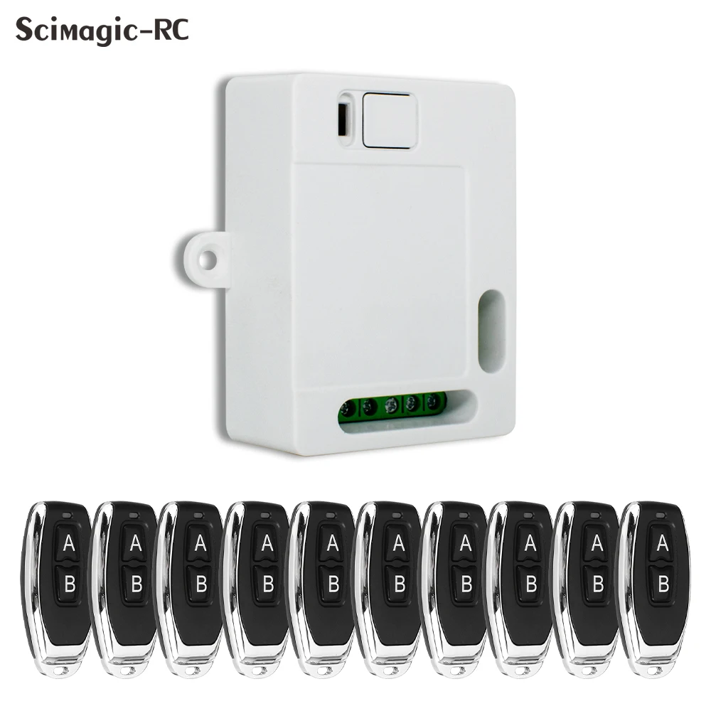 DC 9-72V Garage Gate Door Receiver 433MHz Remote Control Switch 2 Relay With Limit Switches 3 Mode Toggle Latched Momentary