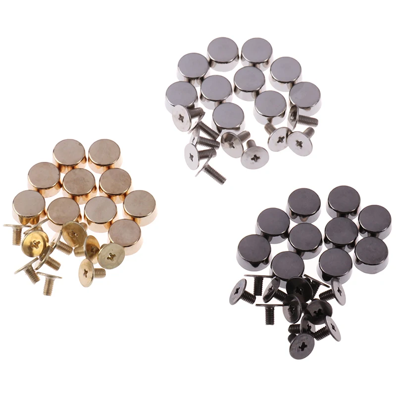 10Sets Brass Feet Screw Bag Bottom Studs DIY Leather Buttons Screw Wear Protection Rivets For Bag Decor Accessories