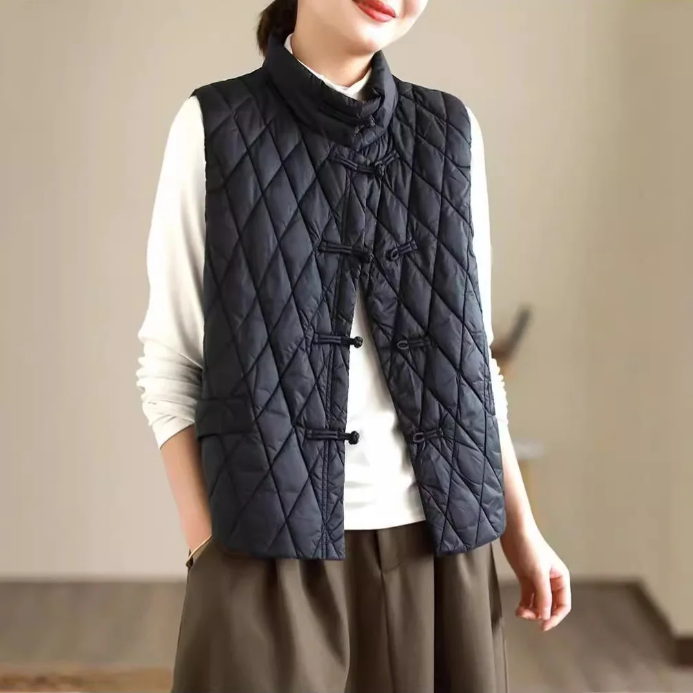 Down cotton jacket women 2026 new light thin winter warm short down vest outerwear women's cotton coat clothing