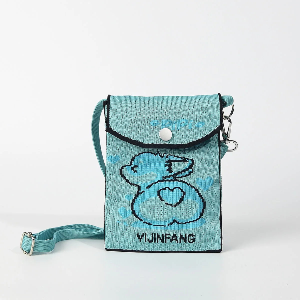 Lindo bolso de teléfono de punto con animales de dibujos animados, correa de hombro ajustable para uso de mano, hombros o bandolera, cierre a presión para proteger la privacidad, adecuado para salidas diarias, desplazamientos, viajes al aire libre, vacaciones, transportar teléfonos móviles, llaves, tarjetas, etc. , para satisfacer las necesidades diarias