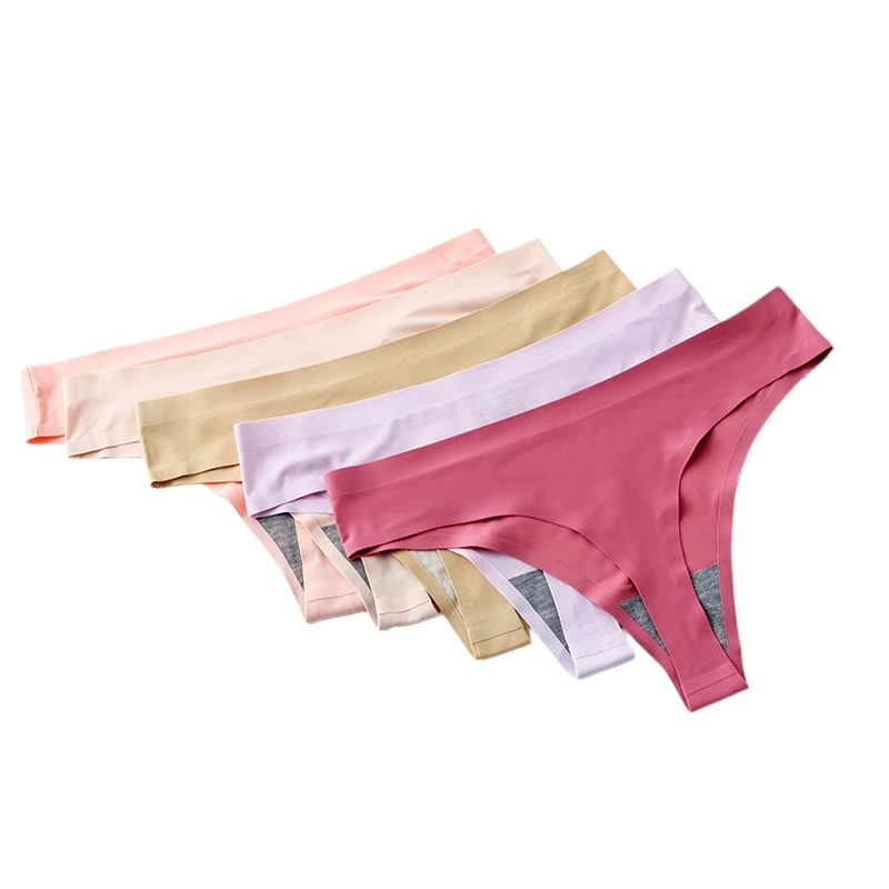 Seamless Ice Silk Thong One-Piece Quick Drying G-String High Elasticity Women's Lingerie Sexy Peach Buttocks T-Pants