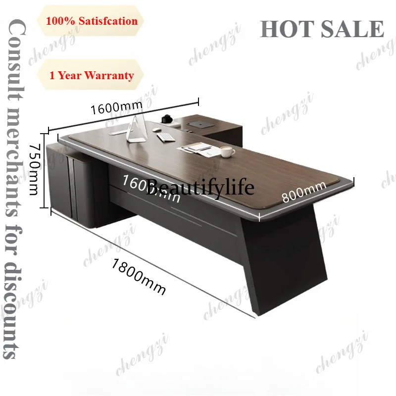 B573 Boss Minimalist Office Desk Modern Fashionable Light Luxury Office Desk Large General Manager Office Furniture Meja Kantor