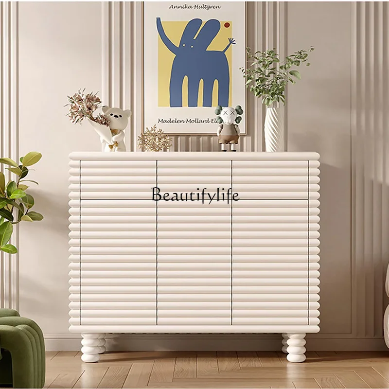 

American retro cherry wood shoe cabinet enters the door against the wall storage locker French style
