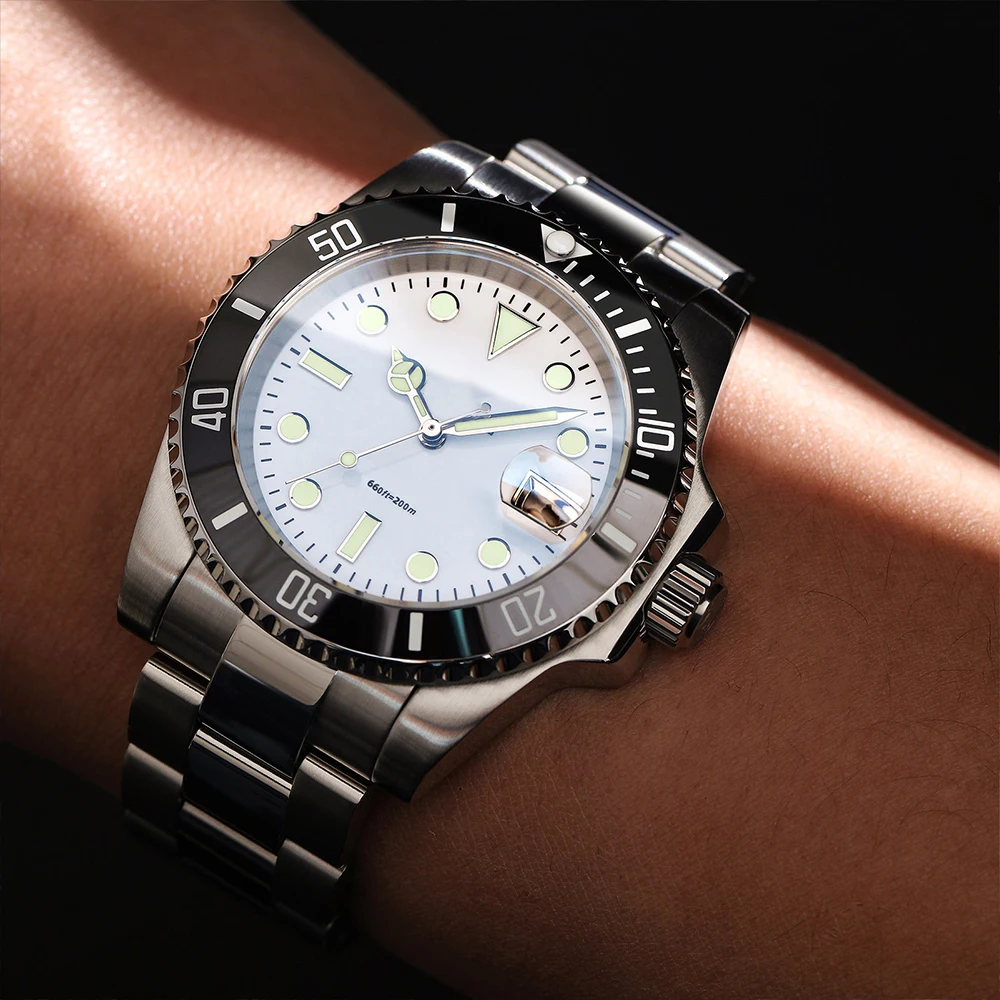 ADDIESDIVE Orologio da polso personalizzato al quarzo da uomo 200 m Orologio da uomo impermeabile con lunetta in ceramica luminosa in acciaio inossidabile 316L 41 mm