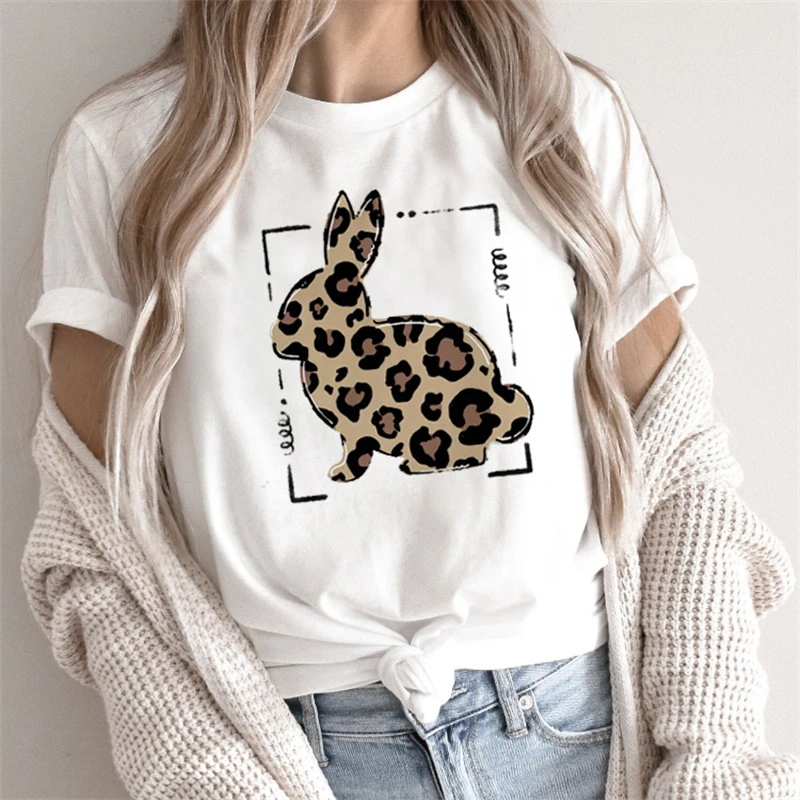 Summer Fashion Women T-Shirt Funny Rabbit Bunny Flowers Animal Print Tshirt Femme Harajuku Shirt Kawaii Clothes T Shirt Female