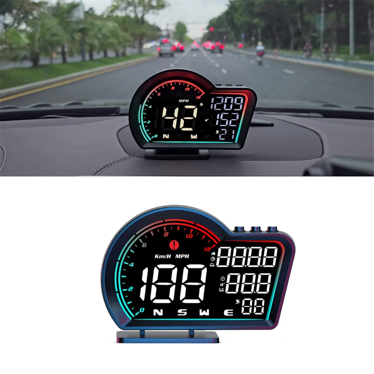 Digital GPS Speedometer Universal Car Head Up Display with Speed MPH Compass Direction Fatigue Driving Reminder