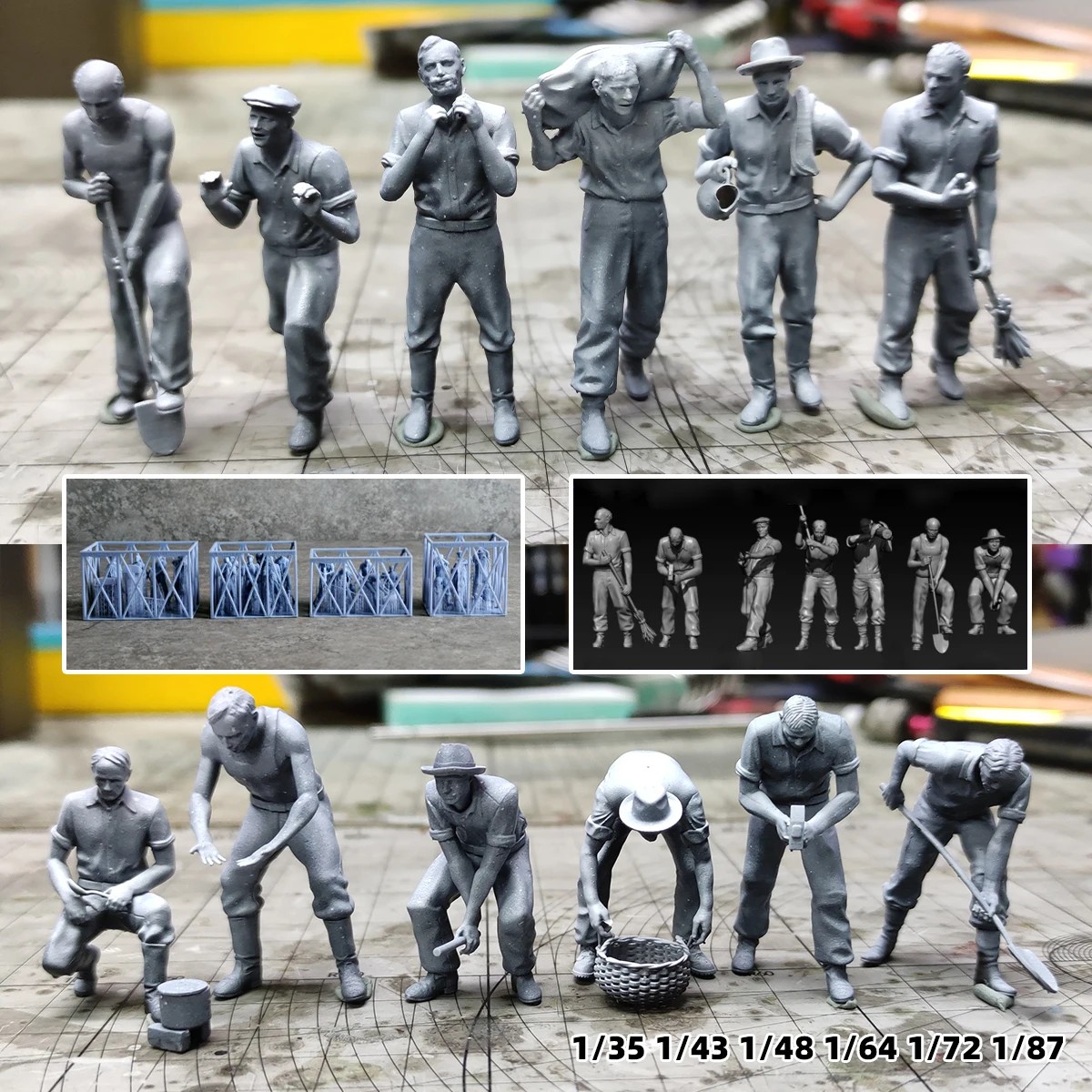 Scale Miniature Scale Model Kit Figures Diorama Migrant Worker Civilian Common People Set 1/35 1/43 1/48 1/64 1/72 1/87 Ho Z