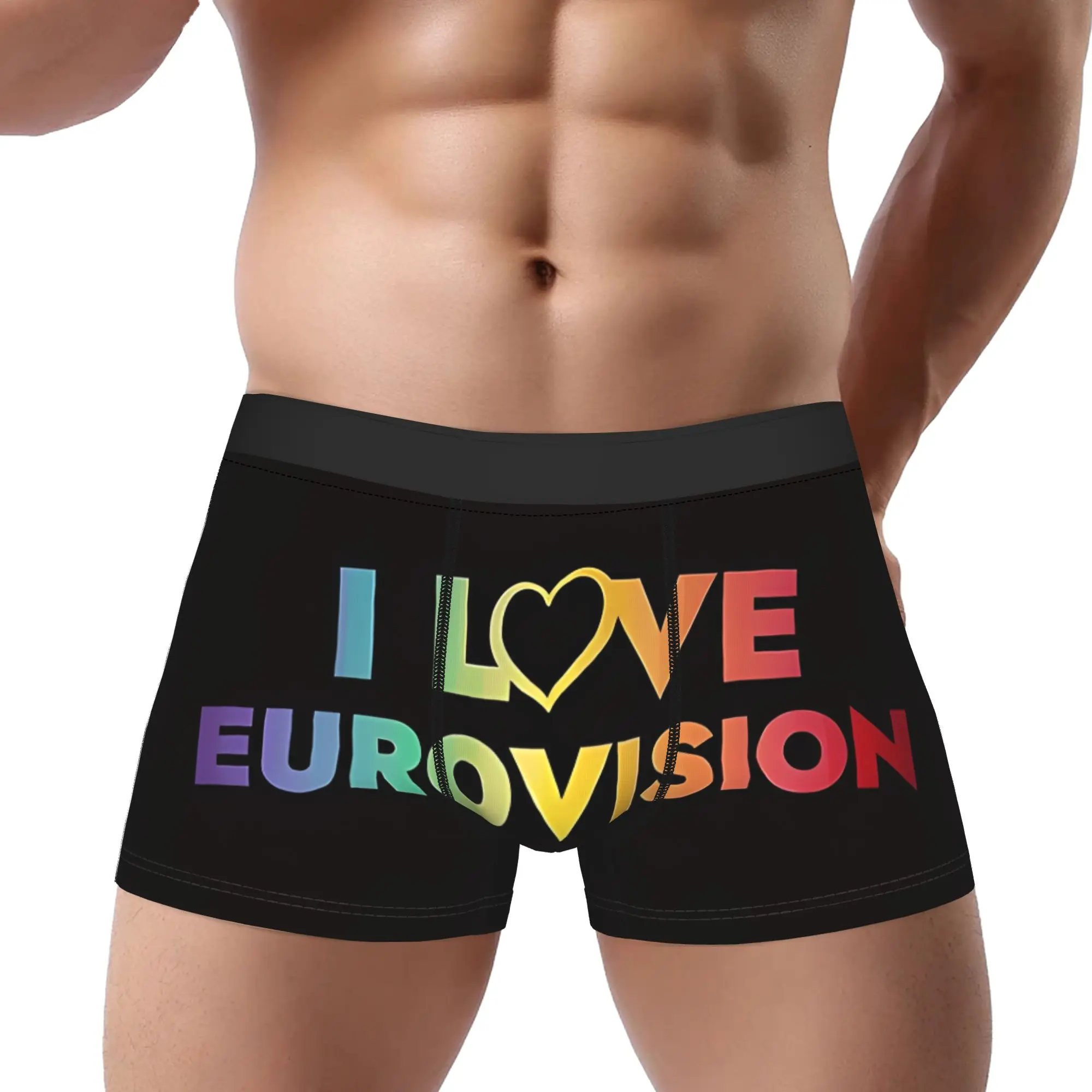 

I Love Eurovision Rainbow Pattern Underpants Homme Panties Men's Underwear Rainbow Ventilate Shorts Boxer Briefs