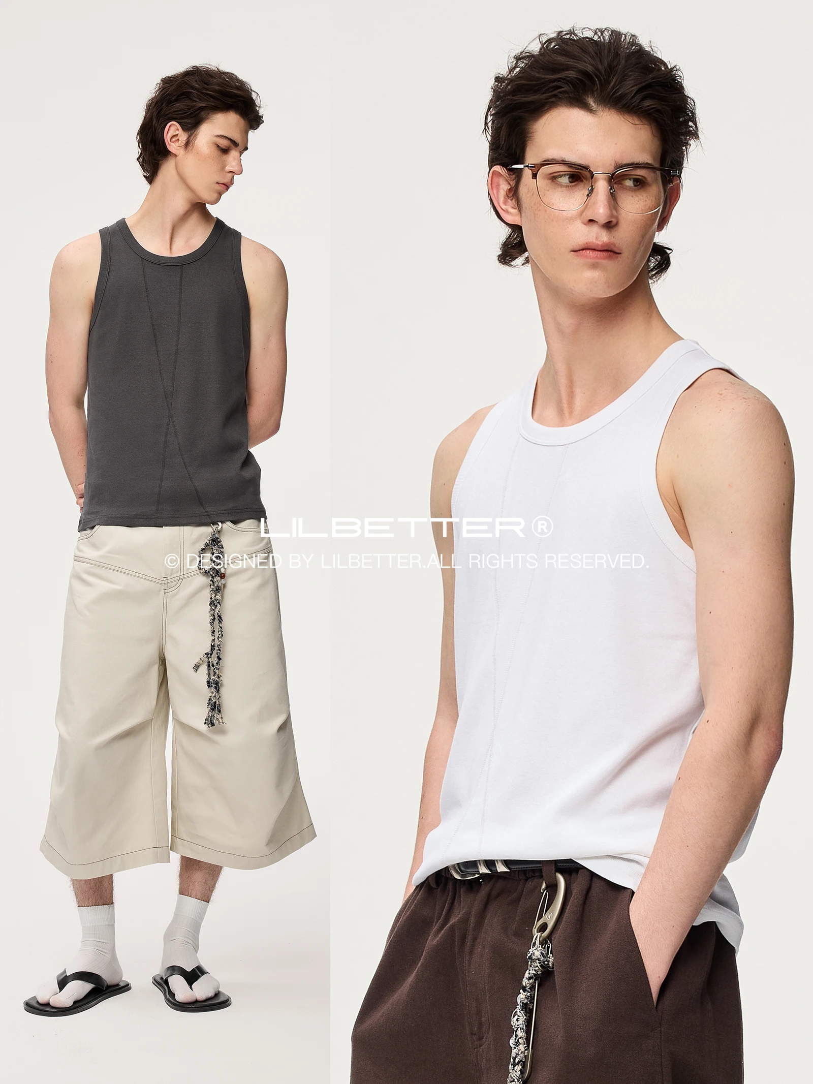 Lilbetter Men's Cotton Linen Vest Breathable Washed Design Sleeveless Summer Fashion Urban Style round Neck Vest Inner Wear