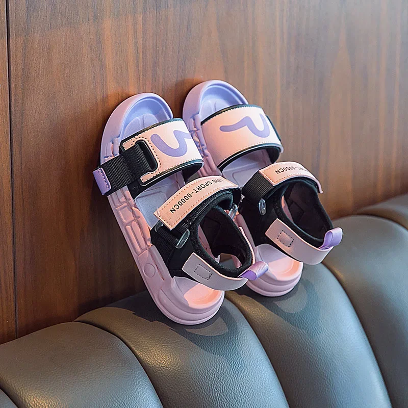 

Girls Sandals Summer 2025 New Boys Shoes Girls Fashion Princess Shoes Children's Soft Bottom Sports Beach Shoes