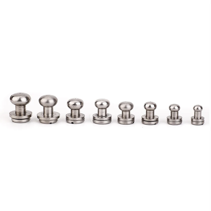 10pcs Solid Stainless Steel Sam Brown Browne Button Screw Back Round Head Ball Post Studs Nail Rivets Leather Craft Accessory