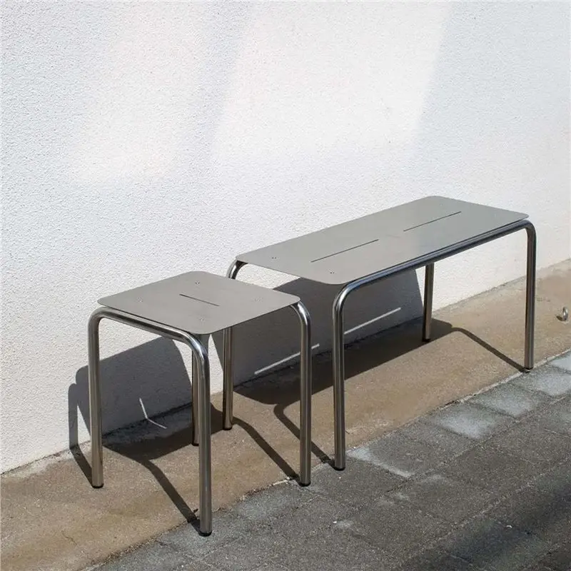 High minimalist combination stool bench stainless steel living room outdoor leisure table and chairs home patio practical stool