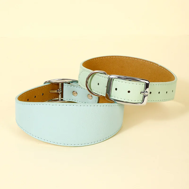 Collar ancho de cuero para perro, para galgo, sabues afganos, Deerhound, Lurcher, Whippet, Dachshund, accesorios para mascotas