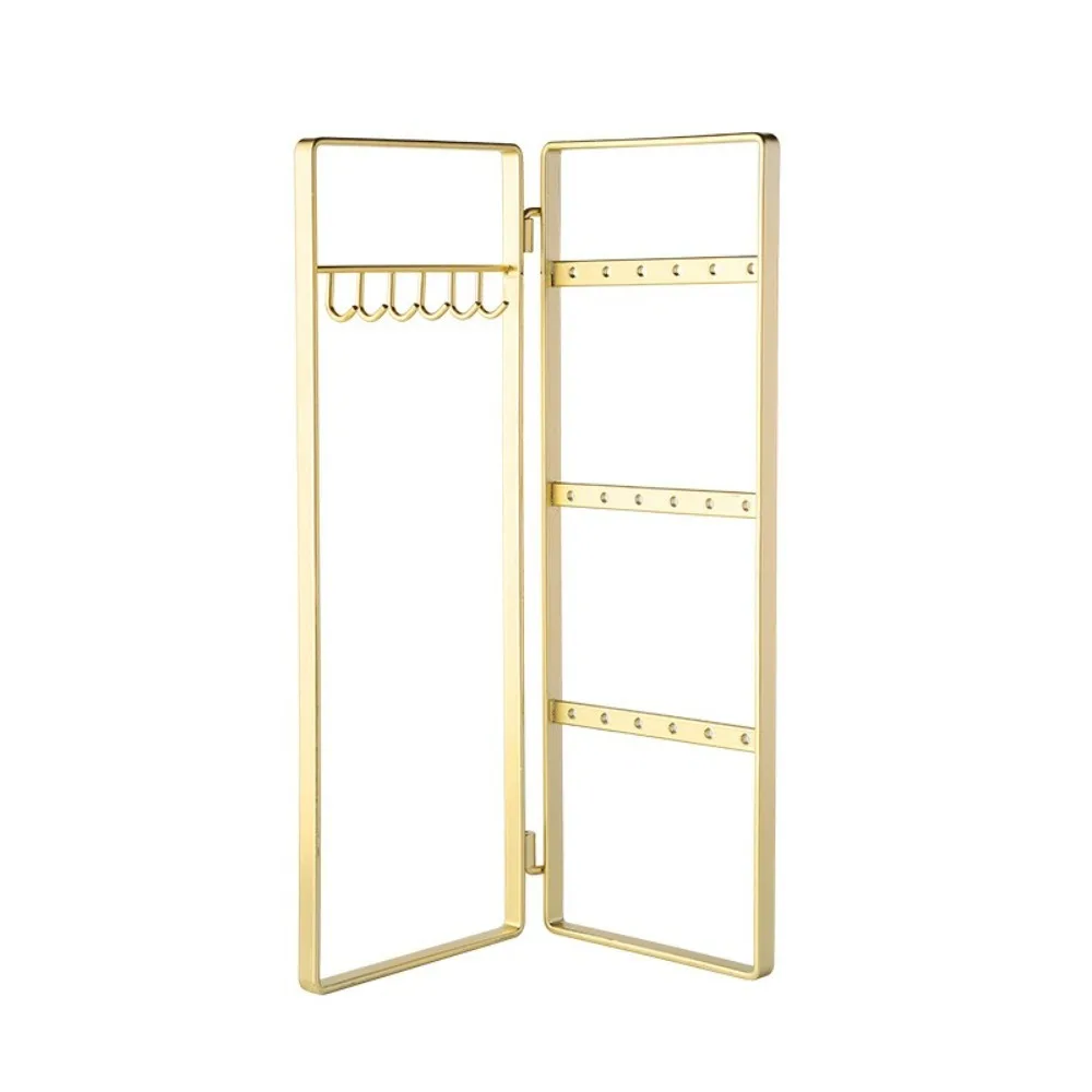 

Foldable Jewelry Rack Multi-hooks Nordic Style Bracelet Organizer Rack Space Saving Iron Earrings Storage Shelf for Pendant