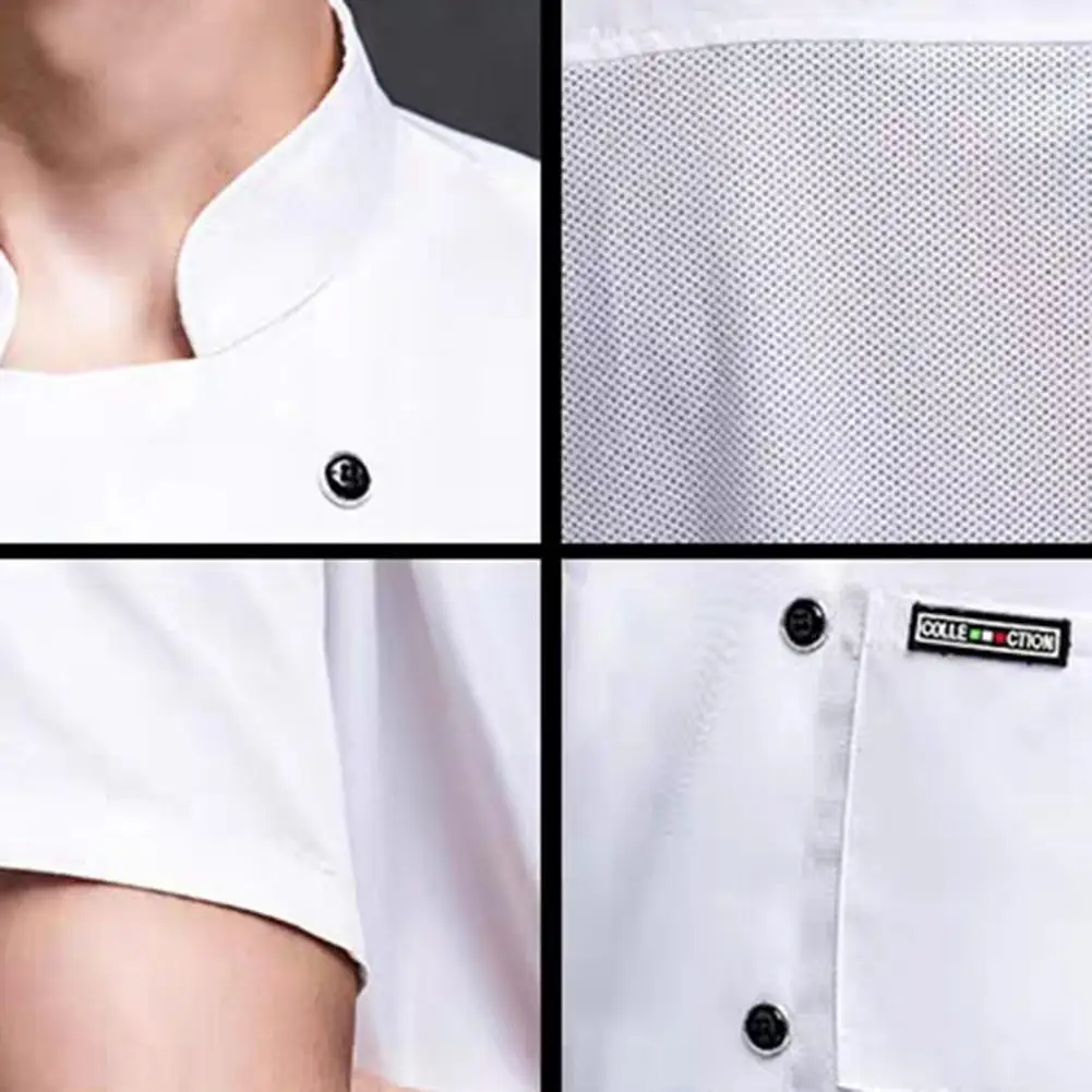 Unisex Chef Shirt Kitchen Double-breasted Stand Collar Loose Kitchen Bakery Restaurant Canteen Waiter Top Cook Uniform