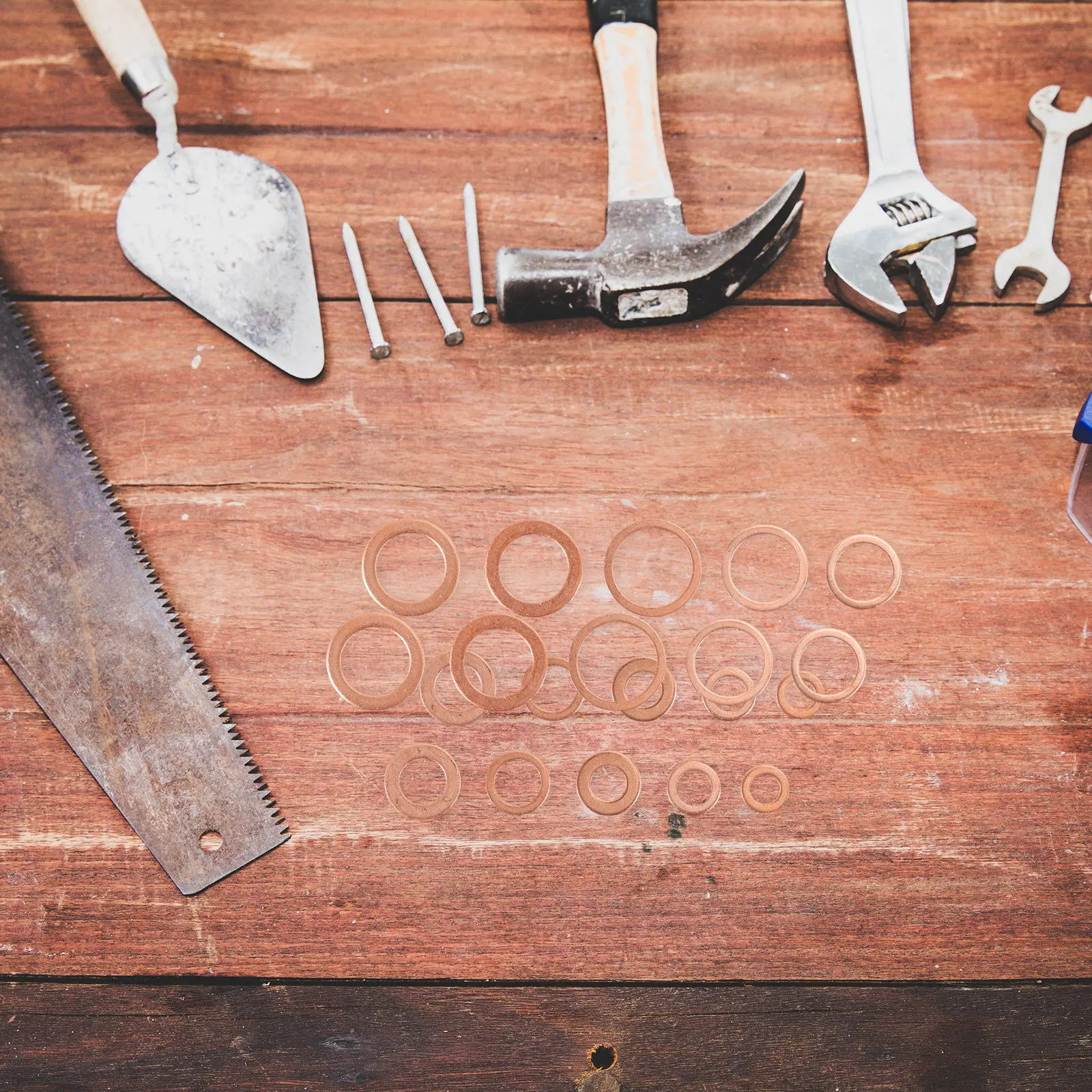 

1Set Copper Crush Washer Assortment Set Oil Plug Washer Kit M5 M6 M8 M10 Flat Sealing Washers for Automotive Drain Plug