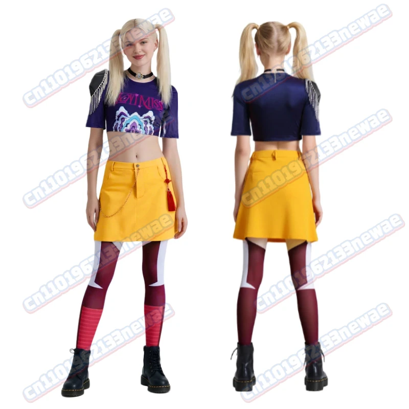 

2025 new Hot Movie K-Pop Demon Hunters Cosplay Costume Mira Top Skirt Set Halloween Party Props Stage Show Accessories