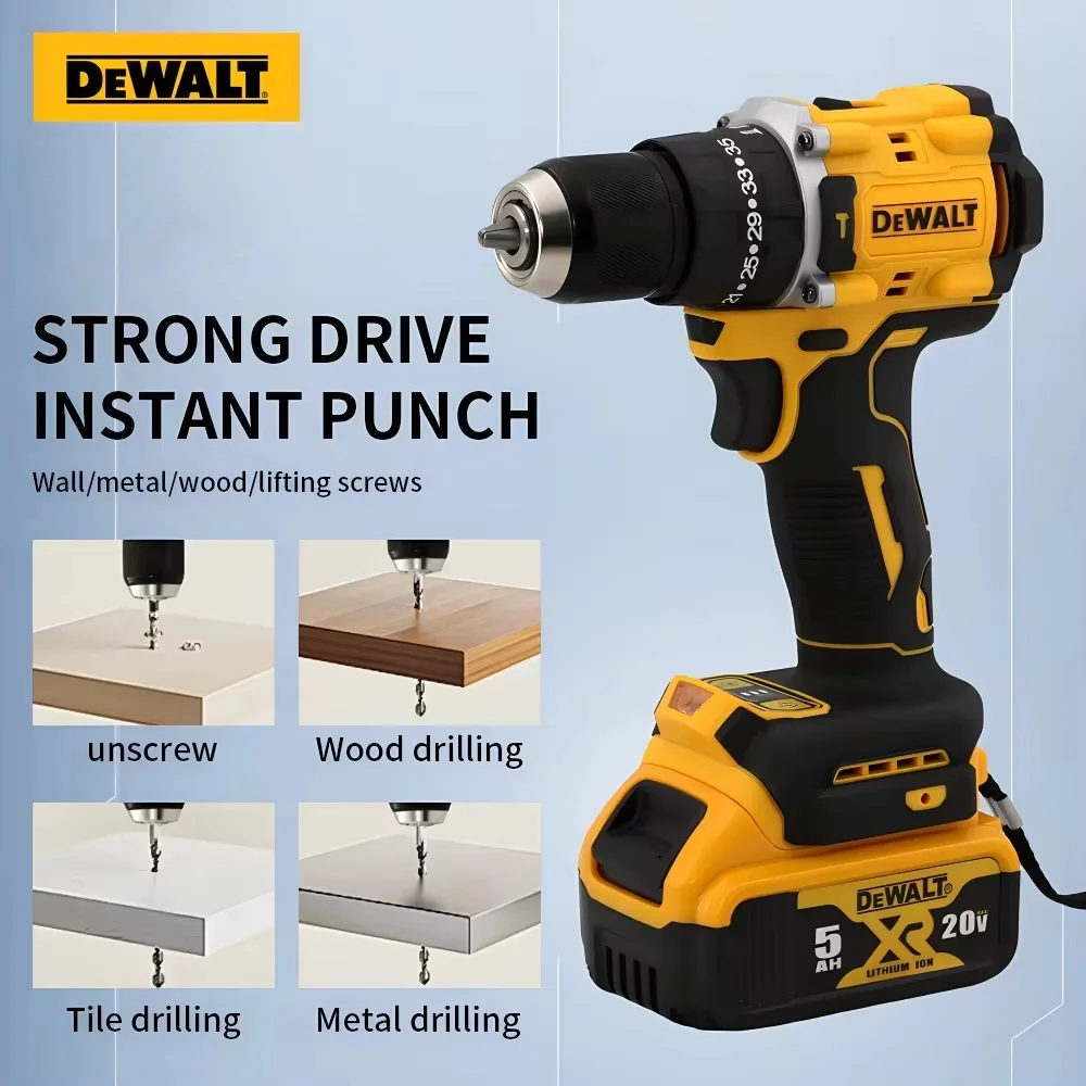 Dewalt DCD800 taladro de impacto inalámbrico de 1/2 pulgadas, destornillador eléctrico sin escobillas de 2000RPM, herramienta eléctrica de litio para batería Dewalt de 20V