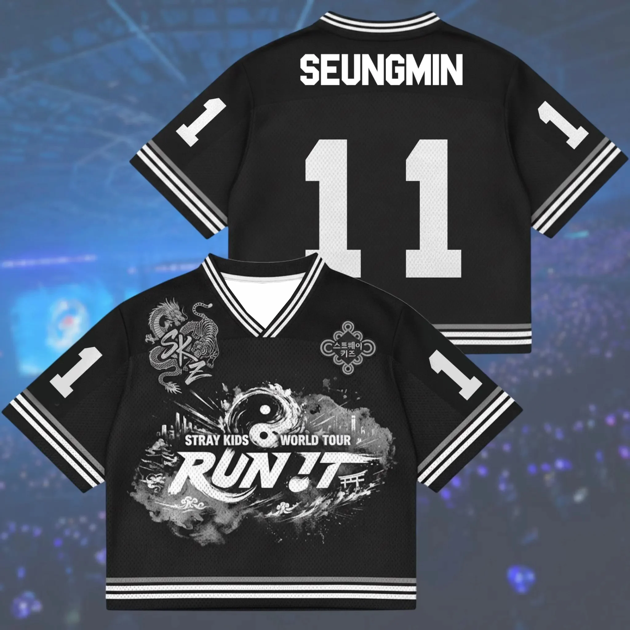 2026 Kpop Stray Run It 2026 World Tour Fan-Support-Service Modisches, lässiges, koreanisches, neutrales, dünnes, schnell trocknendes T-Shirt – Detail 10