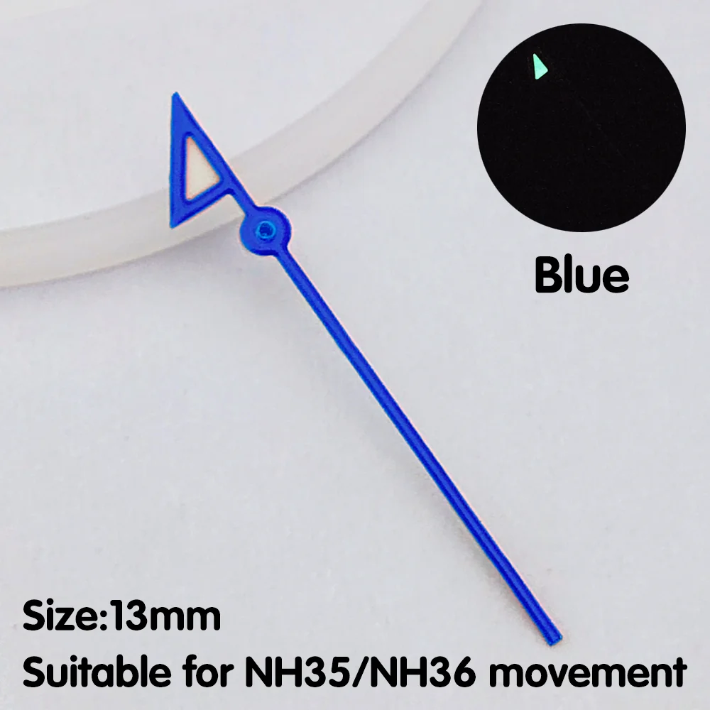 Lancette dei secondi da 13 mm lancette con bandiera lancette luminose di grado C3 adatte per parti di orologi con movimento NH35/NH36 parti di ricambio lancette NH35