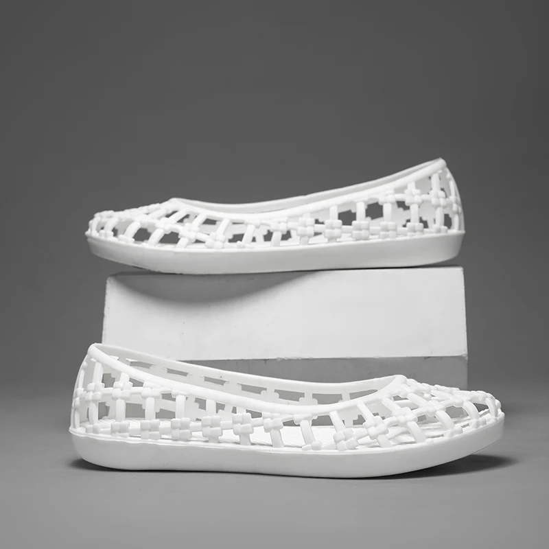 

Hollow Out Woven Flat Sandals for Women Closed Toe Non-slipQuick-dryingSlip-onCasual Jelly Shoes for Summer Beach and Daily Life