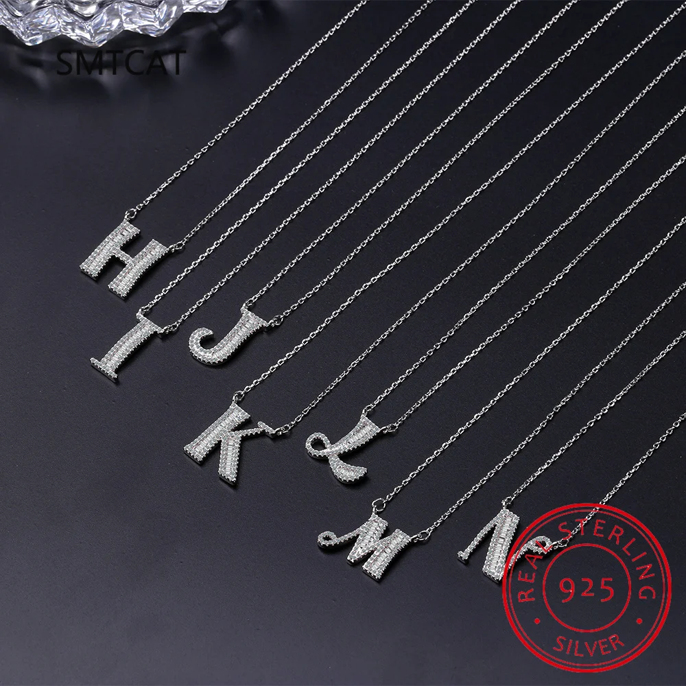 Fashion Tiny Moissanite Initial 26 Letter Pendant Necklace 925 Sterling Silver For Women Necklace Jewelry Accessories Xmas Gifts