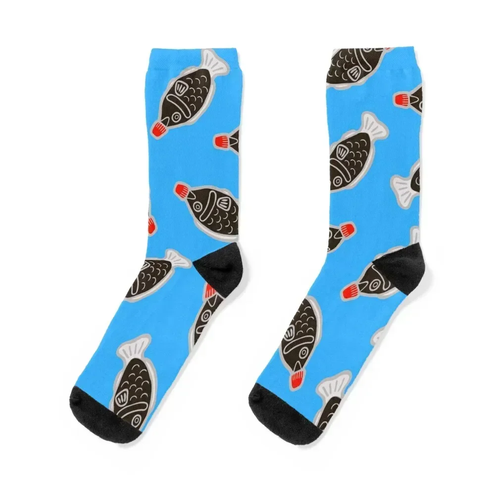 Sushi Soy Fish Pattern in Blue Socks funny sock sports stockings FASHION Men's Socks Luxury Women's