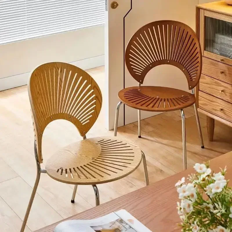 

Modern Wooden Dining Chair Set of 4 with Rattan Design for Kitchen and Living Room Furniture Mid-Century Dining Chair with Legs