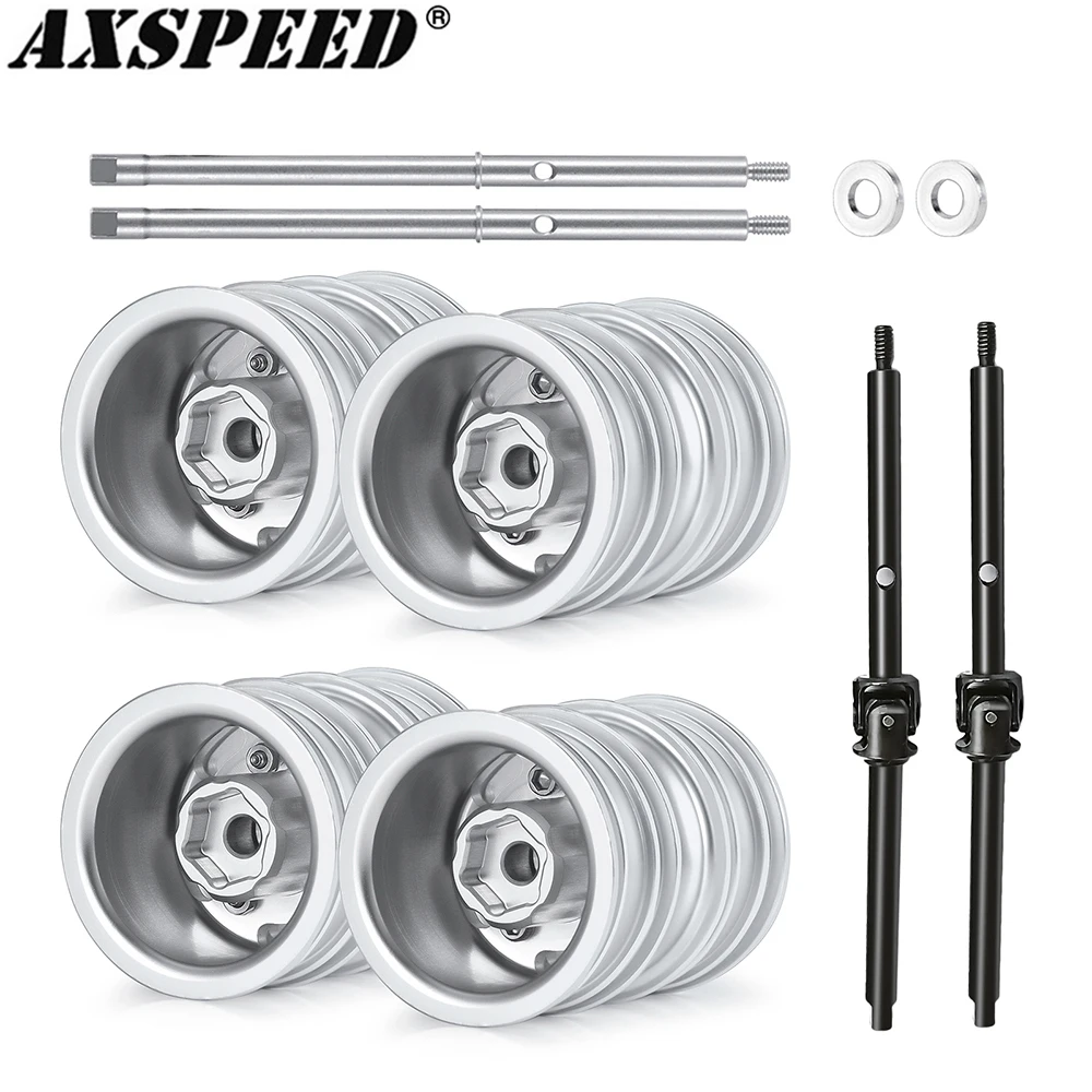 

AXSPEED Front Rear Wheel Rims Tires with CVD Driver Shaft for Axial SCX24 All Series 1/24 RC Crawler Car Truck Accessories