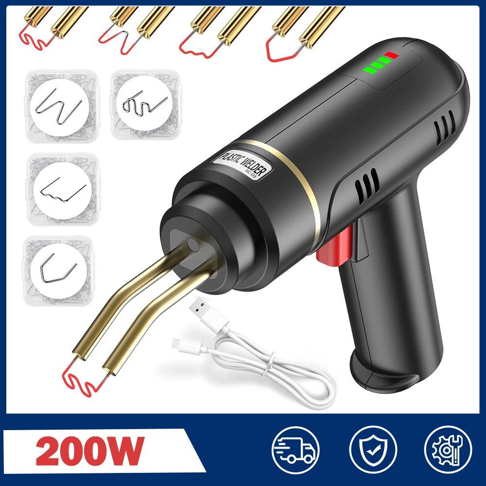 

200W Cordless Hot Plastic Welding Kit USB Rechargeable Plastic Welder Gun Soldering Iron for Most Plastic Repair Bumper Repair