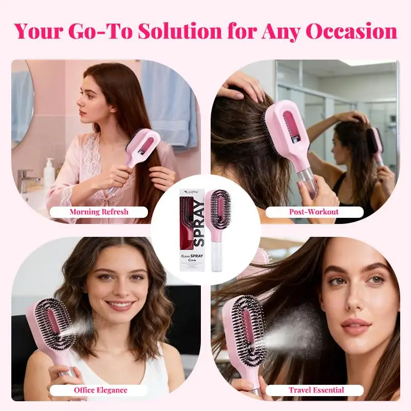 3Pcs Hair Care Set | Spray Detangler Brush, Root Comb Applicator Bottle & Scalp Massager For Wet & Dry Hair Styling, Scalp Care