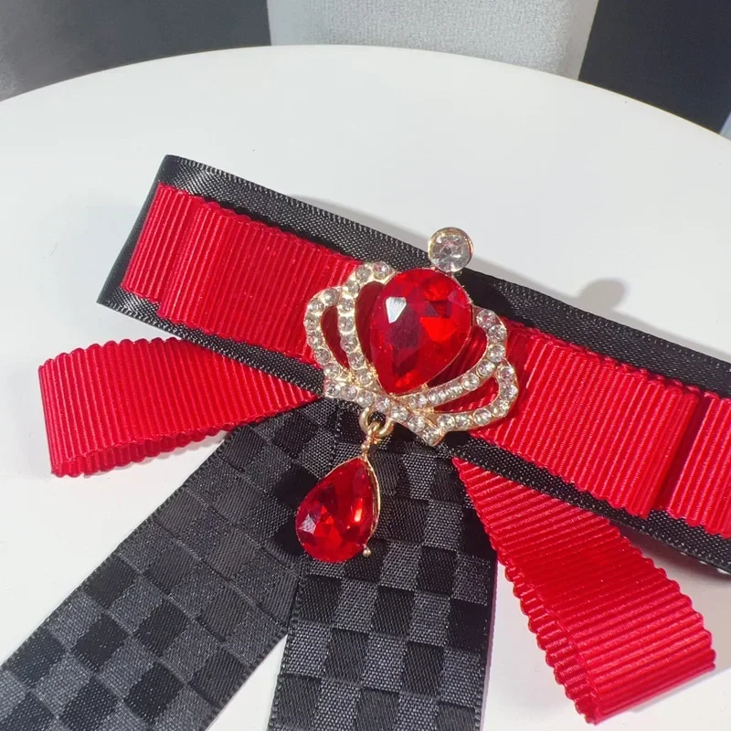 جديد المرأة القوس الفاخرة حجر الراين البريطانية الكورية نمط كلية نمط قميص دعوى طوق زهرة اكسسوارات اليدوية مجوهرات هدايا #4